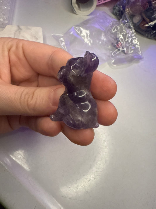 Amethyst French bulldog carving