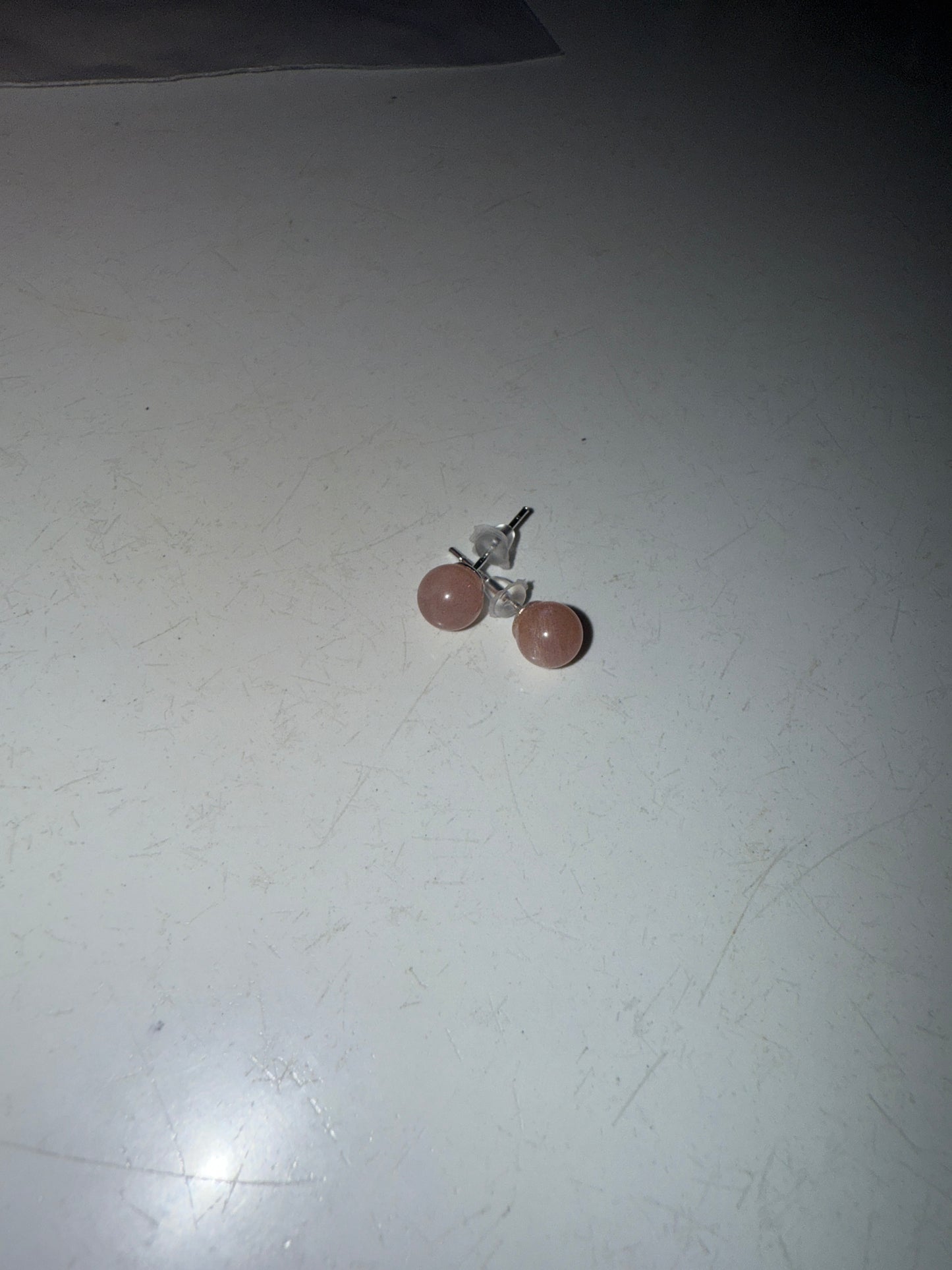 Peach moonstone stud earrings