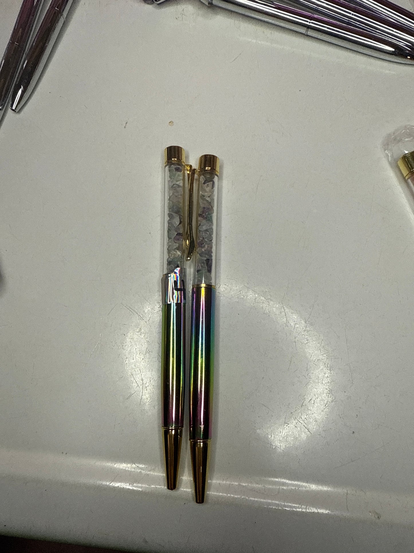 Rainbow fluorite pens