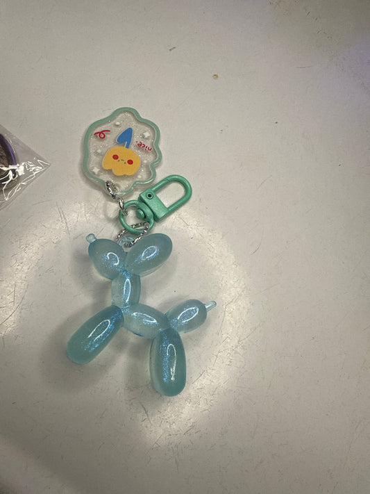 Blue balloon dog keychain