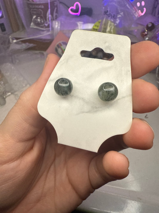 Moss agate stud earrings