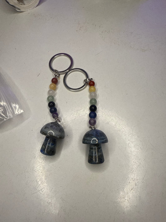 Lapis lazuli chakra mushroom keychain