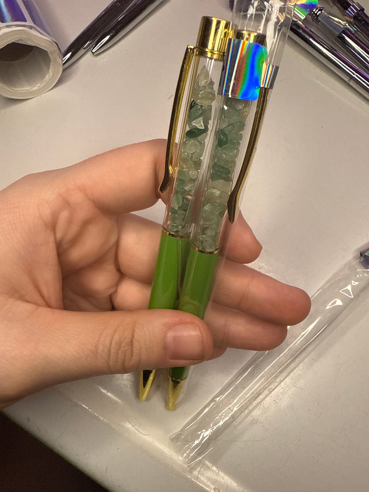 Green aventurine pens
