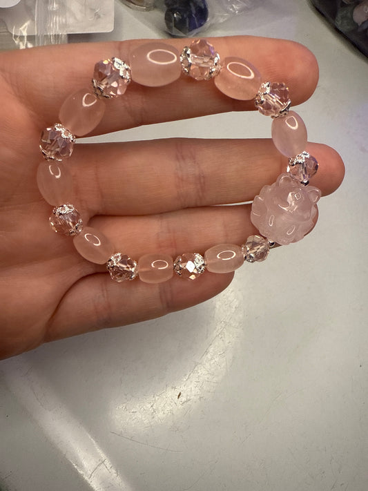 Rose quartz foxtail bracelet