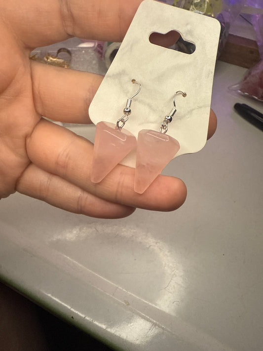 Rose quartz pendulum earrings