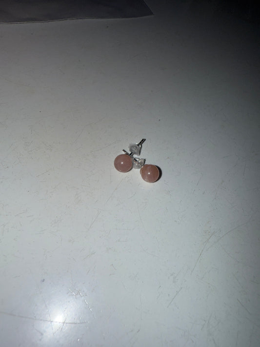 Peach moonstone stud earrings