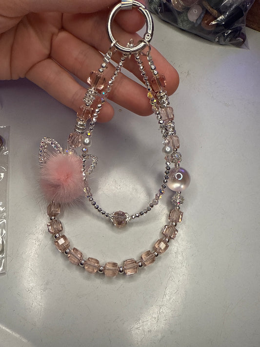 Pink cat head keychain